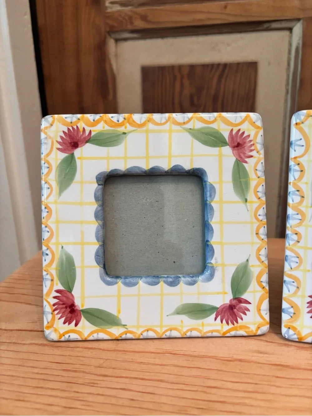 Hand-Painted Floral Ceramic Photo Frames